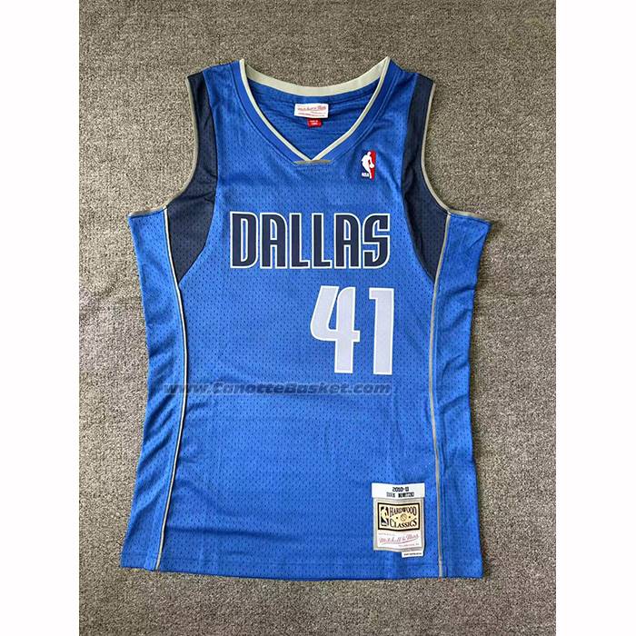 Maglia Dallas Mavericks Dirk Nowitzki No 41 Mitchell & Ness 2010-11 Blu